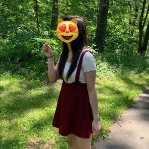 Dark Academia Burgundy Overall Skirt